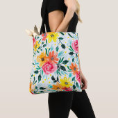 Meestkleurige Waterverf Floral Pattern Tote Bag (Dichtbij)