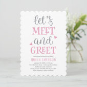 Meet and Greet Girl Baby shower Feestdagenkaart (Staand voorkant)