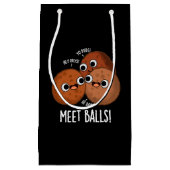 Meet-balls Funny Social Meatball Pun Dark BG Klein Cadeauzakje (Voorkant)