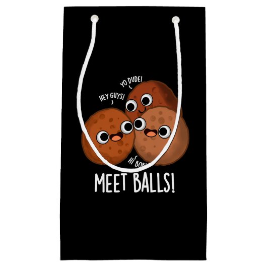 Meet-balls Funny Social Meatball Pun Dark BG Klein Cadeauzakje (Voorkant)