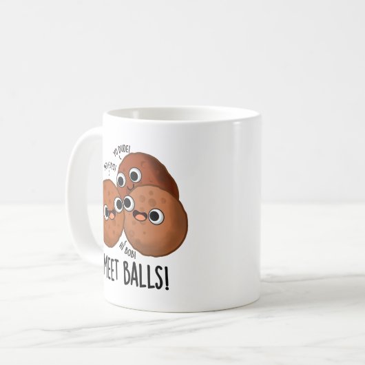 Meet-balls Funny Social Meatball Pun Koffiemok (Voorkant links)