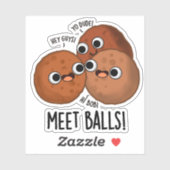 Meet-balls Funny Social Meatball Pun Sticker (Vel)