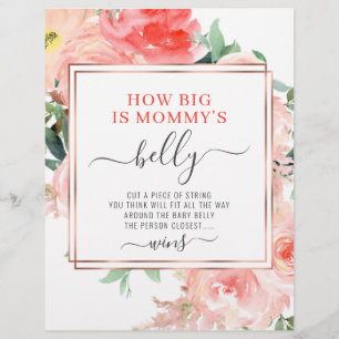 Meet de Baby Buik Spel Perzik Bloemige Koraal Vlie Flyer