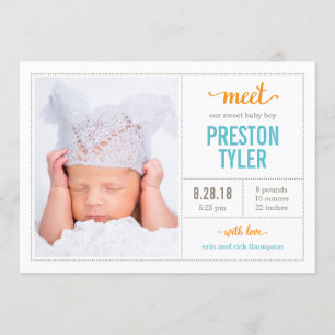 MEET HEM Modern Birth Announements Aankondiging