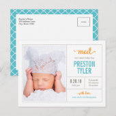 MEET HEM Modern Birth Announounance Aankondigingskaart (Voorkant / Achterkant)