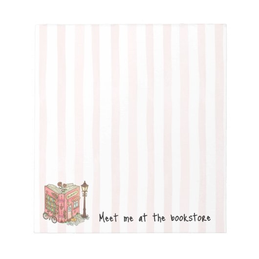 Meet me at the bookstore Pink Stripes Notitieblok (Voorkant)