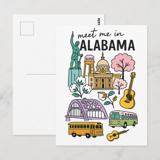 Meet Me In Alabama Iconic Landmarks Travel Briefkaart (Voorkant / Achterkant)