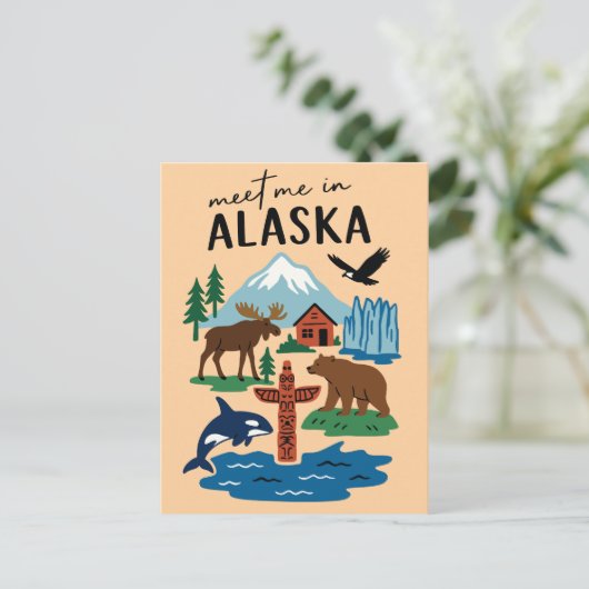 Meet Me In Alaska Icons Retro Briefkaart (Staand voorkant)