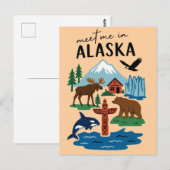 Meet Me In Alaska Icons Retro Briefkaart (Voorkant / Achterkant)