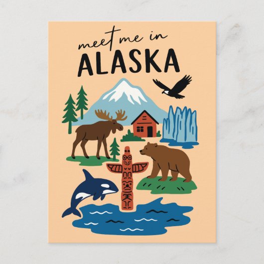 Meet Me In Alaska Icons Retro Briefkaart (Voorkant)