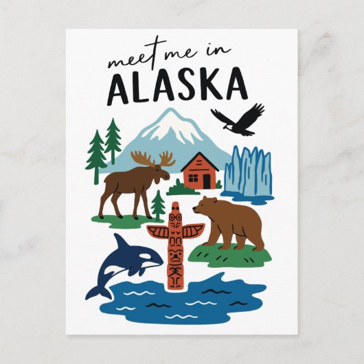 Meet Me In Alaska Wildlife Nature Souvenir Briefkaart (Voorkant)