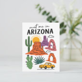 Meet Me In Arizona Desert Cactus Red Rocks Briefkaart (Staand voorkant)