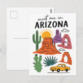 Meet Me In Arizona Desert Cactus Red Rocks Briefkaart (Voorkant / Achterkant)