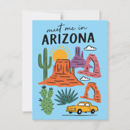 Meet Me In Arizona Retro Desert Cactus Red Rocks Briefkaart