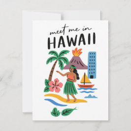 Meet Me In Hawaii Tropical Hula Dancer Beach Briefkaart