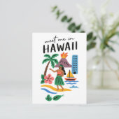 Meet Me In Hawaii Tropical Hula Dancer Beach Briefkaart (Staand voorkant)