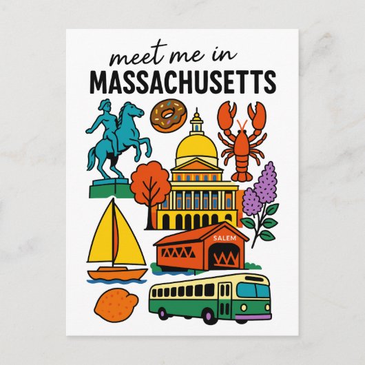 Meet Me In Massachusetts Boston Lobster Cranberry Briefkaart (Voorkant)