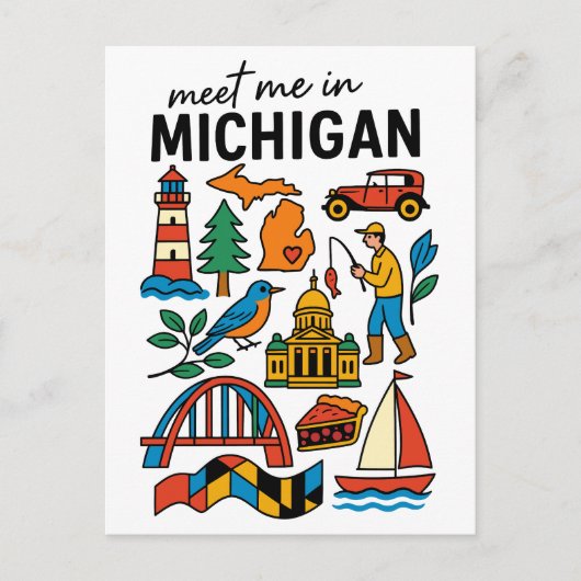 Meet Me In Michigan Lighthouse Cherry Pie Car Briefkaart (Voorkant)