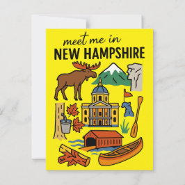 Meet Me In New Hampshire Mountains Retro Icons Briefkaart