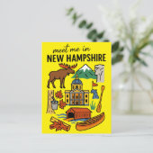 Meet Me In New Hampshire Mountains Retro Icons Briefkaart (Staand voorkant)
