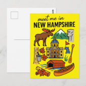 Meet Me In New Hampshire Mountains Retro Icons Briefkaart (Voorkant / Achterkant)