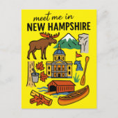 Meet Me In New Hampshire Mountains Retro Icons Briefkaart (Voorkant)