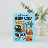 Meet Me In New Nebraska Retro Landmarks Icons Briefkaart (Staand voorkant)