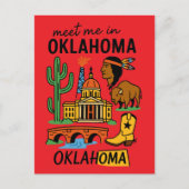 Meet Me In Oklahoma Retro Native American Cowboy Briefkaart (Voorkant)