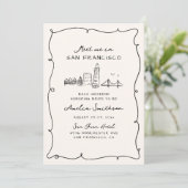 Meet Me In San Francisco Hand Drawn Bachelorette Kaart (Staand voorkant)