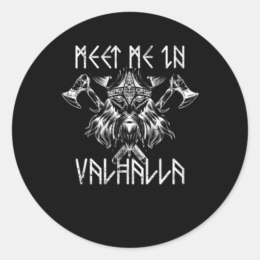 Meet Me In Valhalla Nordic Shirt Runes Vikings Ronde Sticker (Voorkant)
