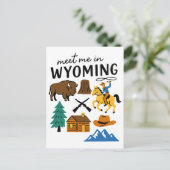 Meet Me In Wyoming Cowboy Bison Devils Tower Briefkaart (Staand voorkant)