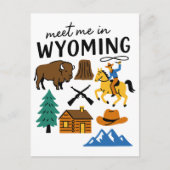 Meet Me In Wyoming Cowboy Bison Devils Tower Briefkaart (Voorkant)