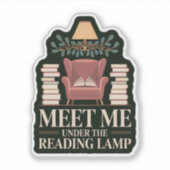 Meet Me Under the Reading Lamp Cozy Holiday Sticker (Voorkant)