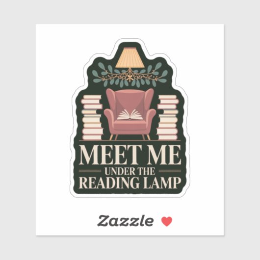 Meet Me Under the Reading Lamp Cozy Holiday Sticker (Vel)