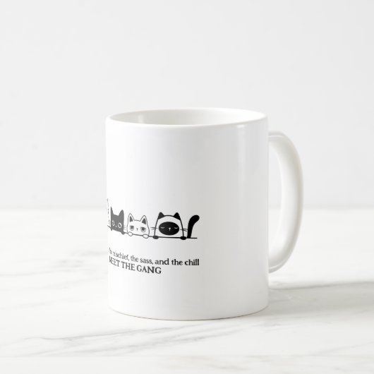 "Meet the Gang" Cat-Themd Mok Classic Mok, 325 ml (Voorkant rechts)
