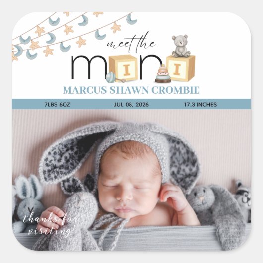Meet The Mini Blue Baby Stickers (Voorkant)