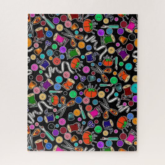 Meet tweemaal gesneden eenmaal naaibenodigdheden o legpuzzel (Verticaal)