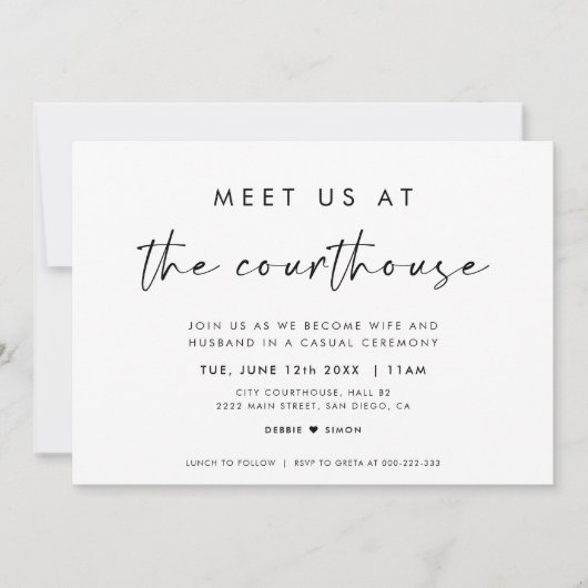 Meet Us At The Courthouse Wedding Invitation Aankondiging (Voorkant)