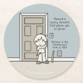 Meetbare momenten ronde kartonnen onderzetter (Voorkant)