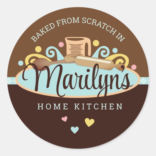 Meetbeker keukengerei bakkerij gebak chef-kok ronde sticker (Voorkant)