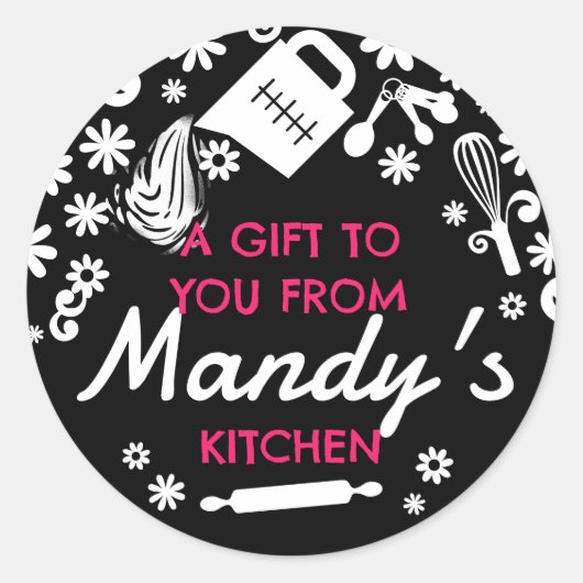 Meetbeker splash bakken bakkerij banketbakker ronde sticker (Voorkant)