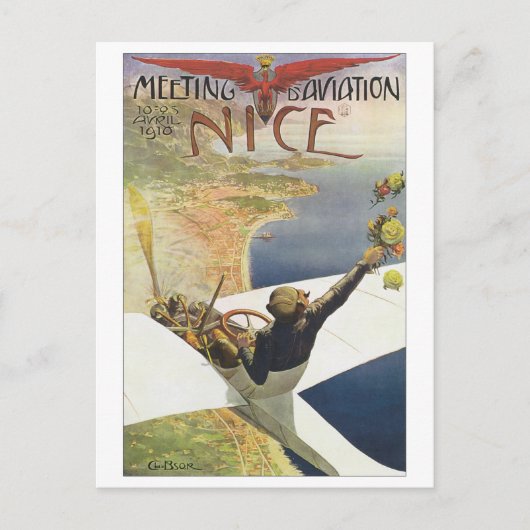 Meeting Aviation Nice Travel Poster Briefkaart (Voorkant)