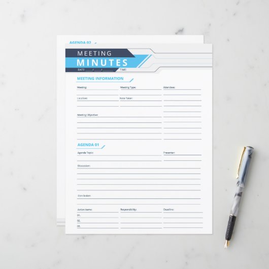 Meeting Minutes-tracker (Voorkant / Achterkant in situ)