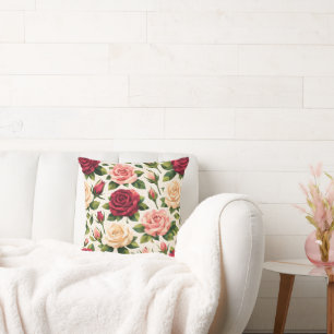 Meetkundig Cute Roos Patroon Roze Rood Perzik Bloe Kussen