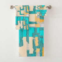 Meetkundig Kleur‑Geblokt Motief Modern Bad Handdoek