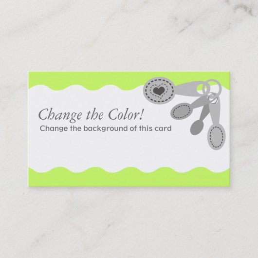 Meetlepels, hartbakbizenkaarten visitekaartje (Voorkant)