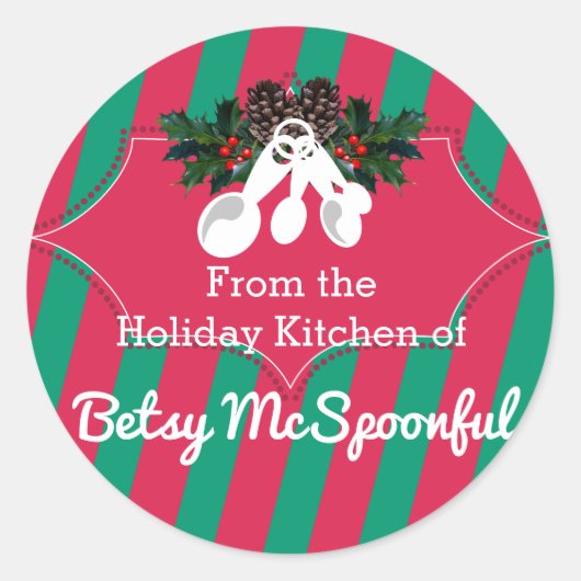 Meetlepels Kerstmis uit de keuken van Ronde Sticker (Voorkant)