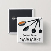 Meetlepels specerijen kookbaknaamlabel vierkante button 5,1 cm (Voorkant /achterkant)