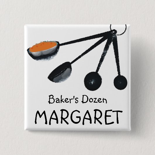 Meetlepels specerijen kookbaknaamlabel vierkante button 5,1 cm (Voorkant)