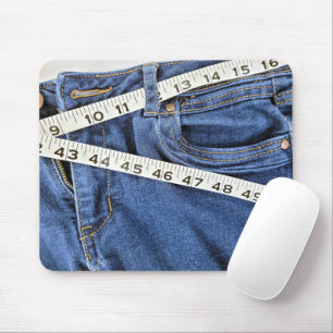 Meetlint op blauwe jeans muismat